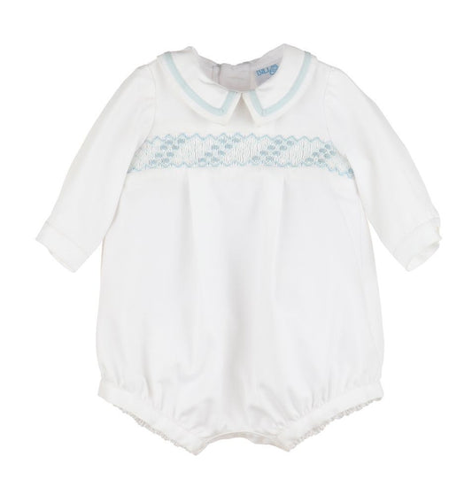 Luli & Me Baby Boys Classic Smocked Bubble - Long Sleeves - White