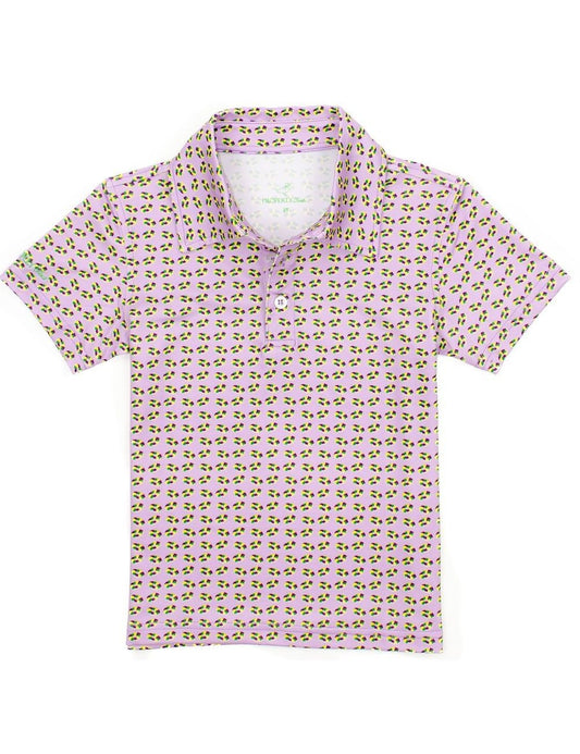 Properly Tied Boys Inlet Polo Shirt - Mardi Gras King Cake Purple