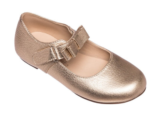Elephantito Girls Shoes - Charlotte Mary Janes with Bow - Gold