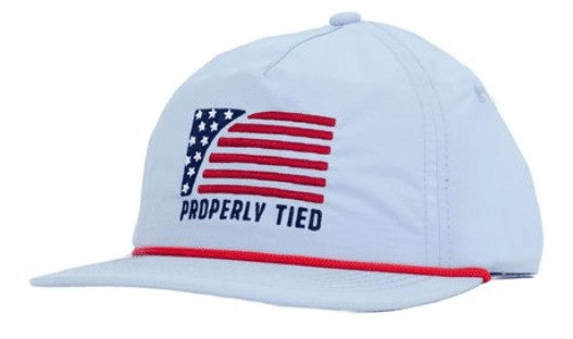 Properly Tied Boys Rope Hat - Light Blue with Sport Flag
