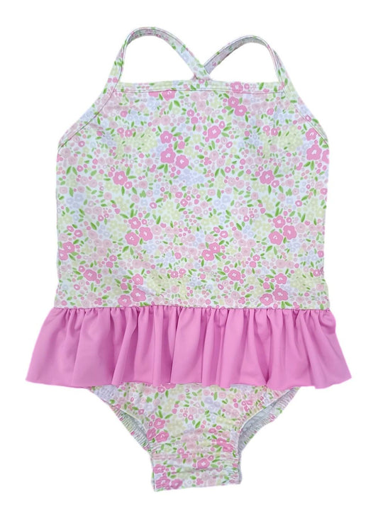 James & Lottie Girls Lainey Skirted Swimsuit - Pink Fuchsia Floral by James & Lottie
