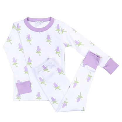 Magnolia Baby Girls Lavender Rosebud Long Pajamas