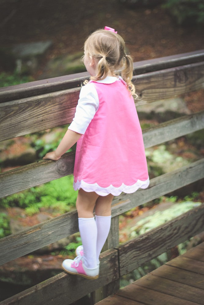 Proper Peony Girls Corduroy Jumper Dress - Hazel Scallop - Pink 12M Proper Peony Girls Corduroy Jumper Dress - Hazel Scallop - Pink 12M