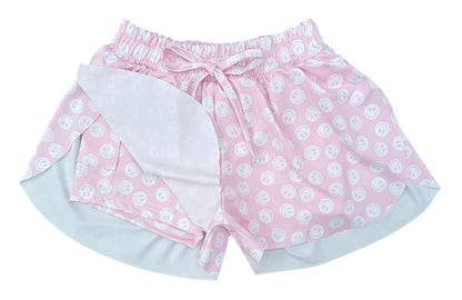 Be Elizabeth by James & Lottie Girls Butterfly Shorts - Pink Smiley Faces