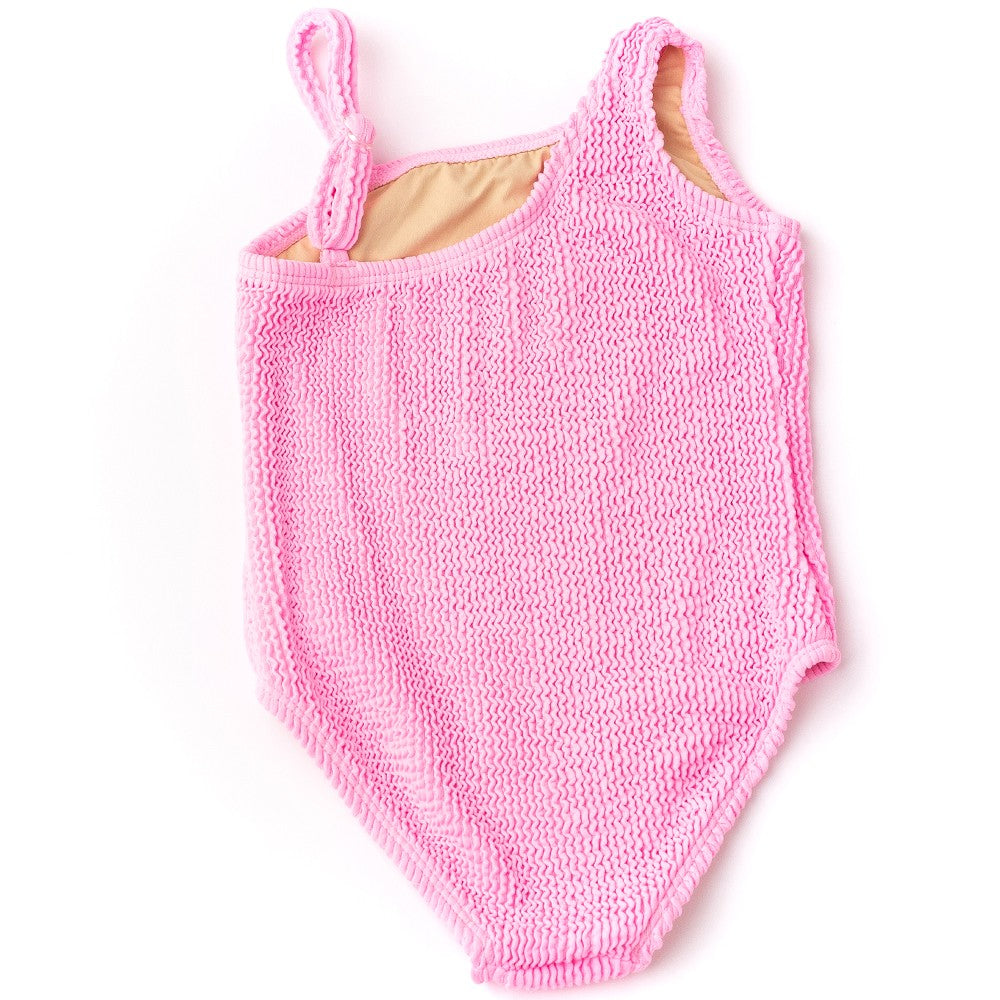 Shade Critters Girls One Piece Swimsuit - One Shoulder - Pink Crinkle