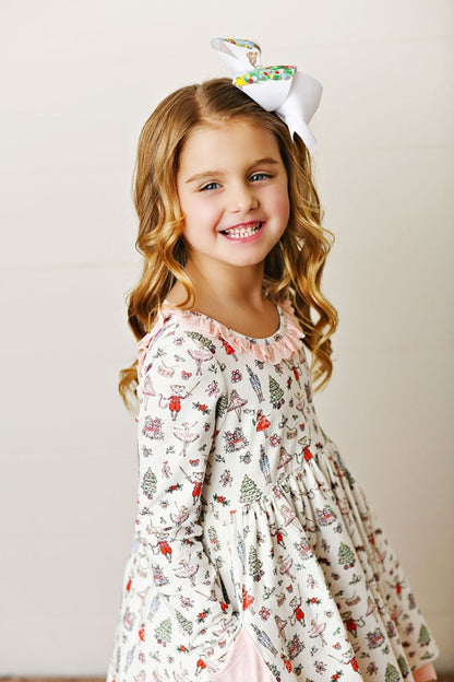 Swoon Baby Girls Eyelet Trim Pocket Dress - Nutcracker Ballet Print