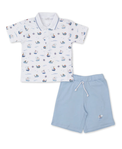 Kissy Kissy Baby / Toddler Boys Blue Boats at Sea Shorts Set