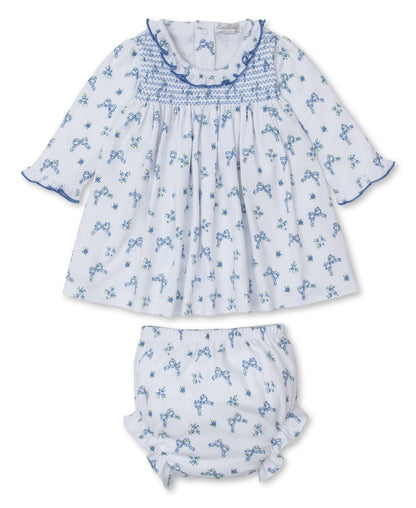 Kissy Kissy Baby Girls Smocked Dress Set - Blue Blooming Bows