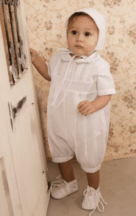 Feltman Brothers Baby Boys Dressy Smocked White Wedding Romper