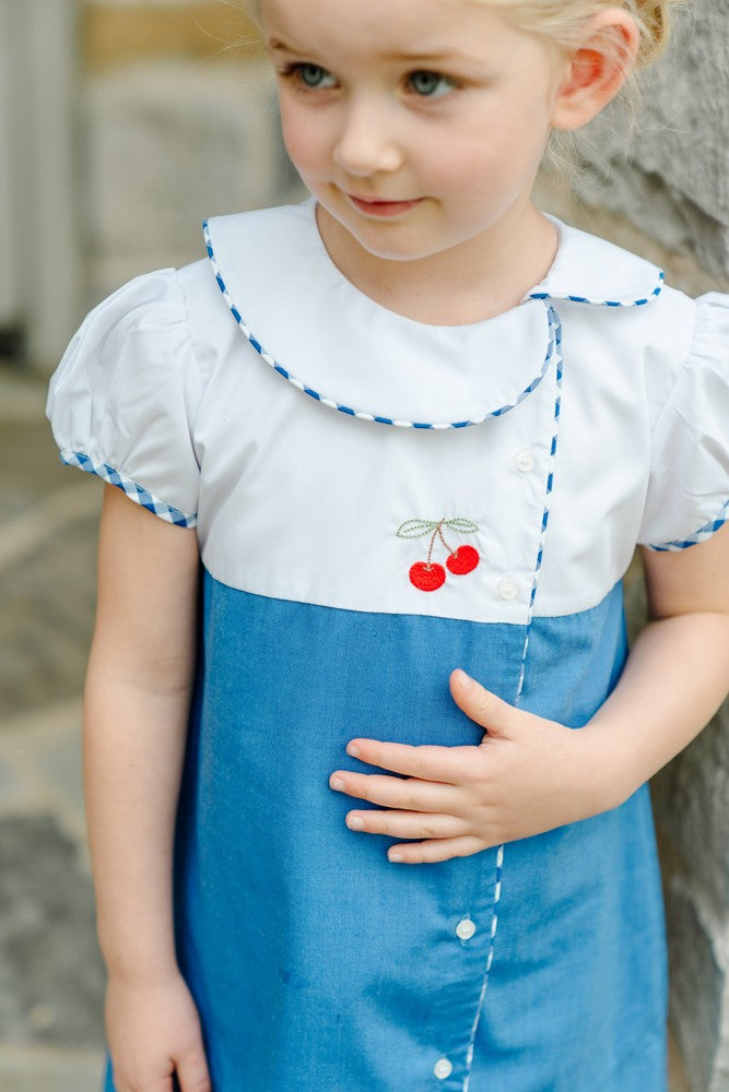 Proper Peony Girls Dress - Blue Fall - Cora Cherry