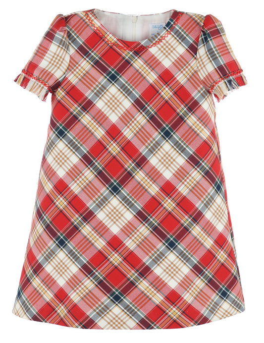 Luli & Me Girls Red Holiday Plaid A-Line Dress