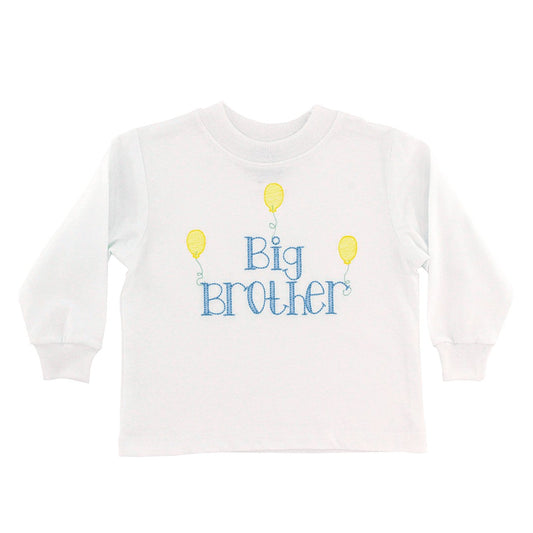 Bailey Boys White Tee Shirt - Blue Big Brother with Balloons by Bailey Boys