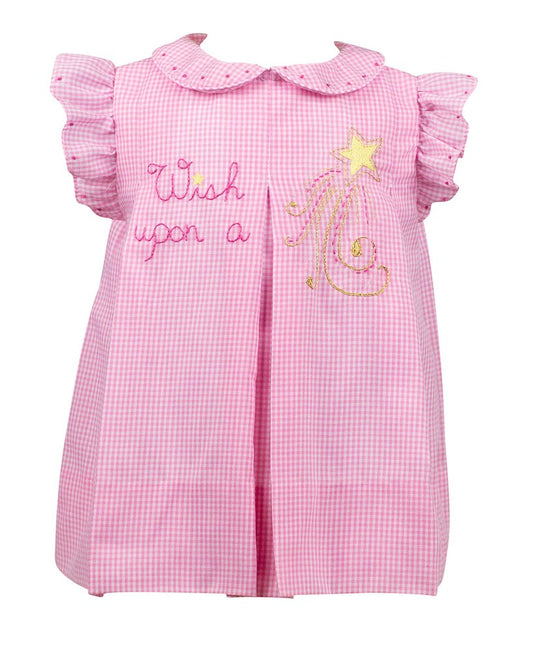 Proper Peony Girls Dress - Pink Gingham - Wish Upon a Star - Flutter Sleeves