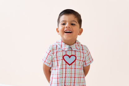 La Boutique by Dondolo Baby Boys Bubble - Blue Valentine Heart Romeo