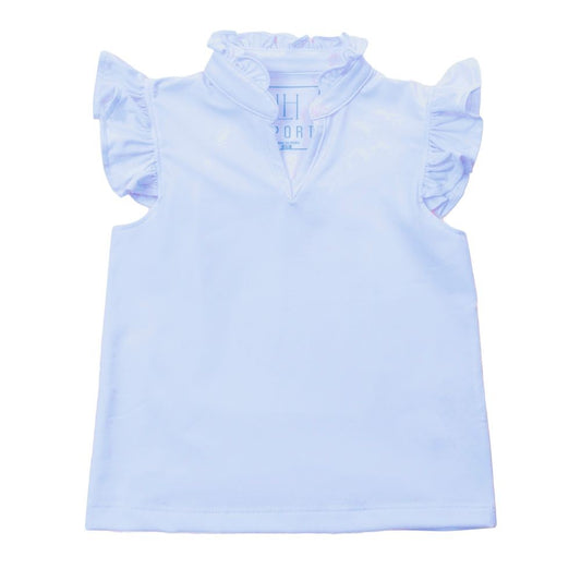 Lila & Hayes Sport Girls Ellie Sleeveless Ruffled Performance Top - Light Blue
