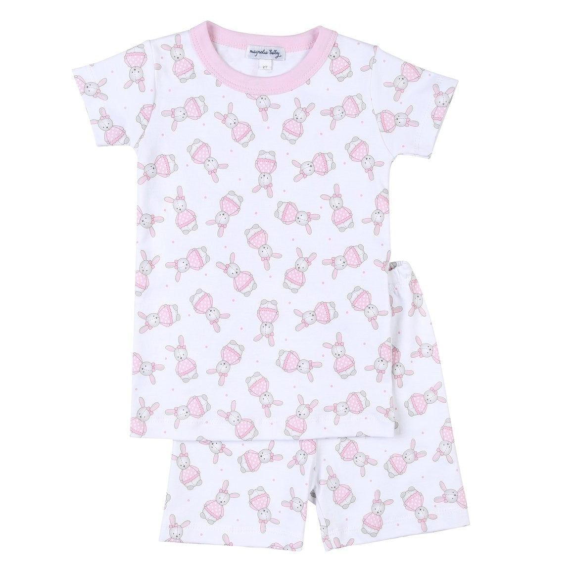 Magnolia Baby Little Girls Vintage Polka Dot Bunny Short Pajamas - Pink