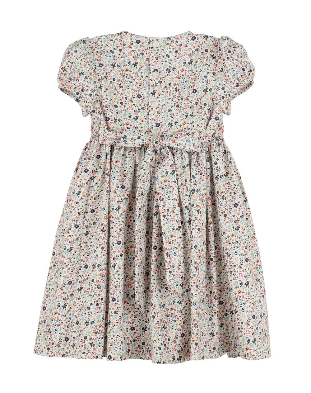 Luli & Me Girls Majestic Blue Floral Smocked Dress