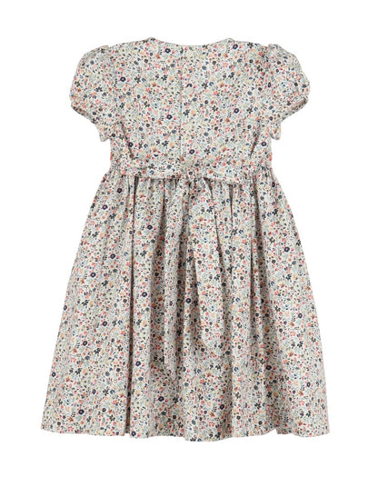 Luli & Me Girls Majestic Blue Floral Smocked Dress