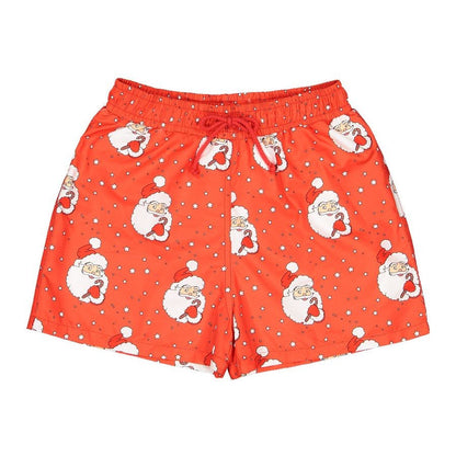 Sal & Pimenta Boys Christmas Swim Trunks - Red Santa Glows