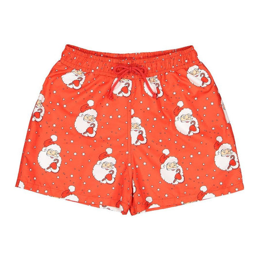 Sal & Pimenta Boys Christmas Swim Trunks - Red Santa Glows