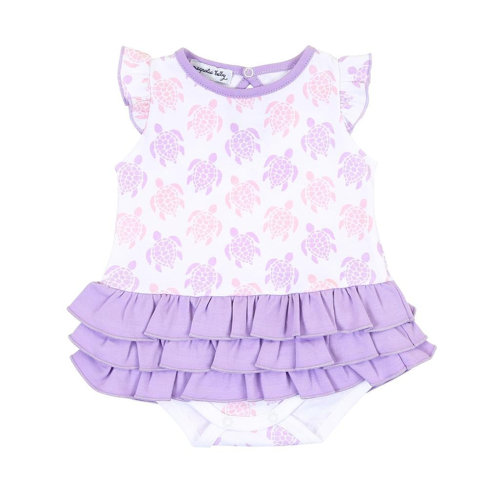 Magnolia Baby Girls Sea Turtles Printed Flutters Ruffle Bubble