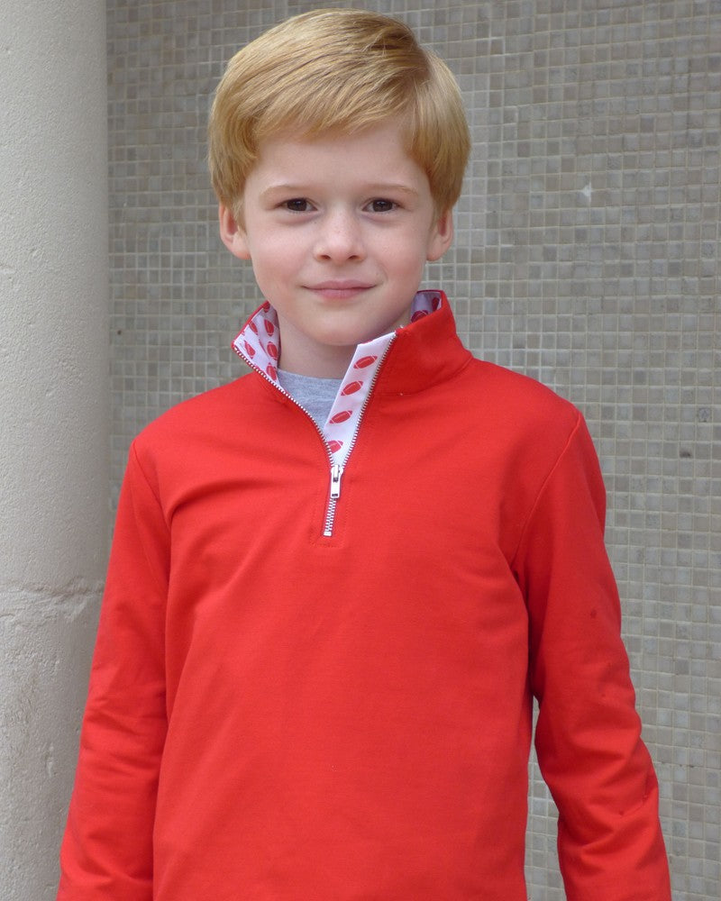 Yellow Lamb Boys Game Day Quarter Zip Sweater - Red