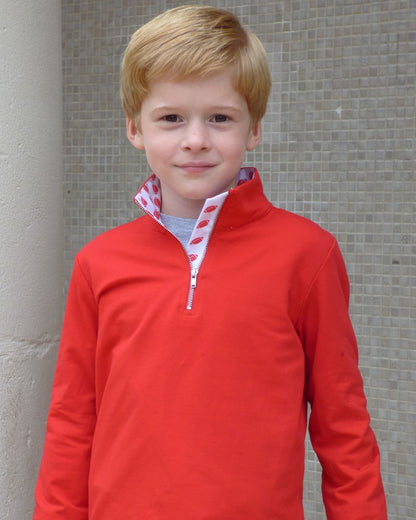 Yellow Lamb Boys Game Day Quarter Zip Sweater - Red