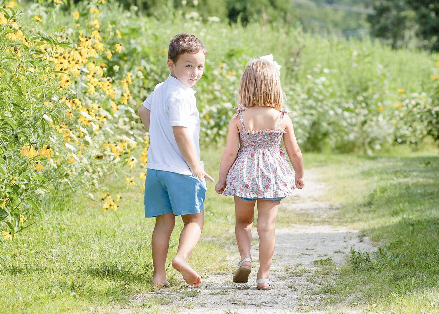James & Lottie Girls Libby Floral Smocked Bloomers or Banded Shorts Set