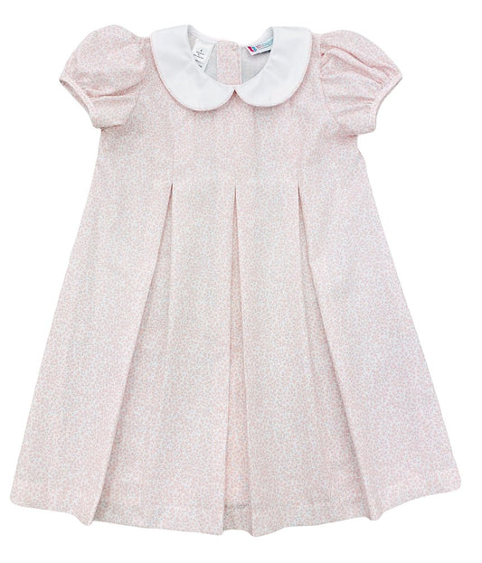 The Best Dressed Child Girls Lana Pleat Dress with Collar - Pink Floral