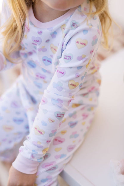Lullaby Set Girls Pajamas Set - Custom Valentine Conversation Hearts Print