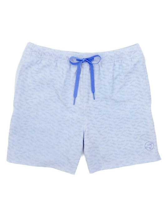 Properly Tied Boys Splash Swim Trunks - So Cool! Reacts to Water to Create Print - Blue Shark Attack by Properly Tied
