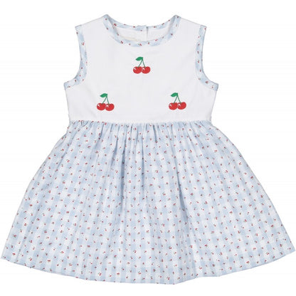 Sal & Pimenta Girls Dress - Blue Picnic Cherries