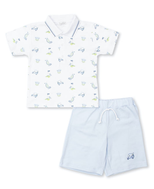 Kissy Kissy Toddler Boys 18 Holes Golf Print Bermuda Shorts Set - Blue