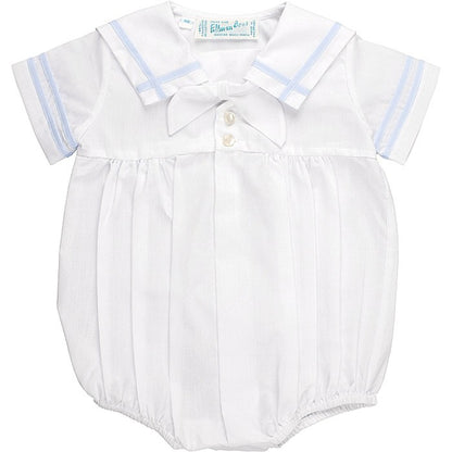 Feltman Brothers Infant Boys Sailor Suit Bubble - White with Light Blue Trim