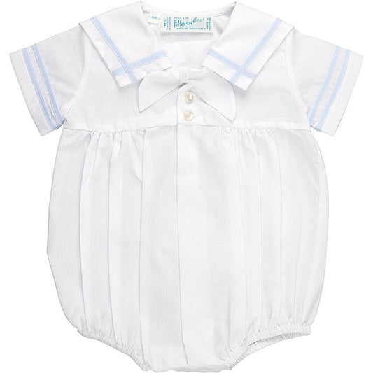 Feltman Brothers Infant Boys Sailor Suit Bubble - White with Light Blue Trim