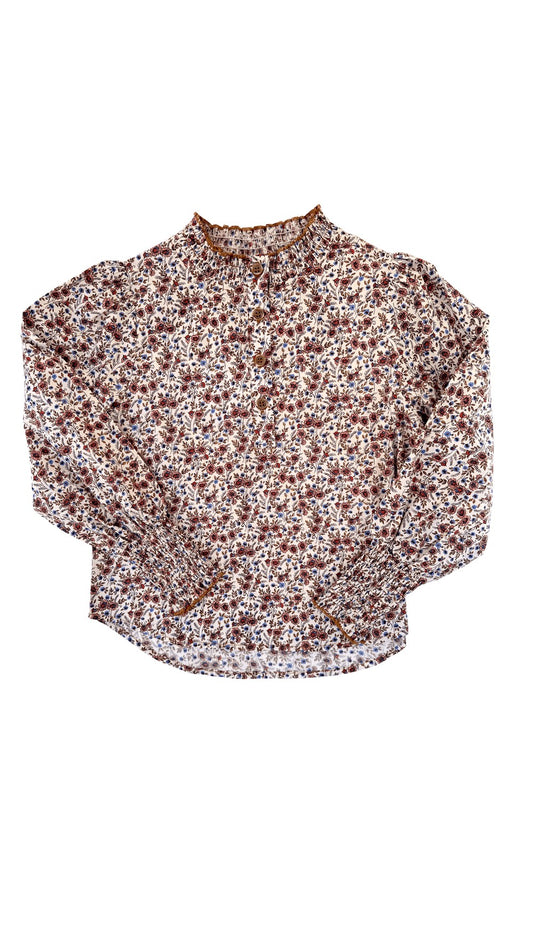 pleat Collection Girls Blake Blouse - Brown Autumn Floral