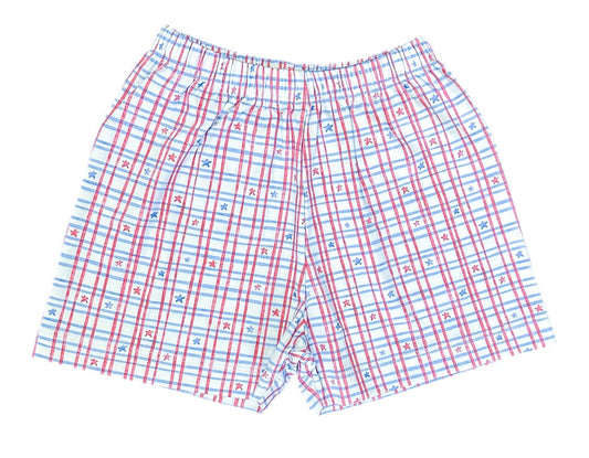 James & Lottie Boys Conrad Knit Shorts - Patriotic Stars Print