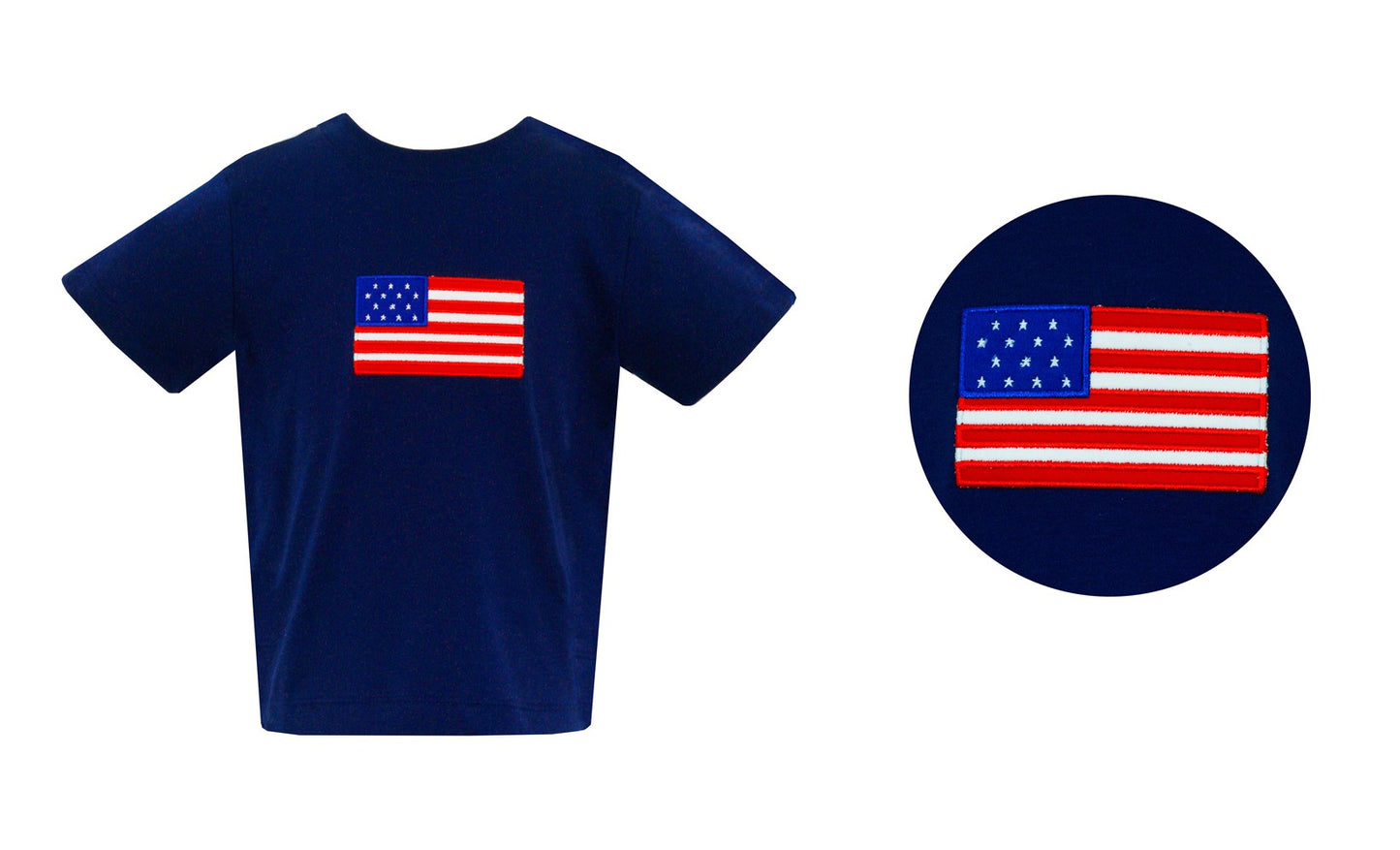 Claire & Charlie Boys Navy Blue Shirt - Applique American Flag by Claire & Charlie