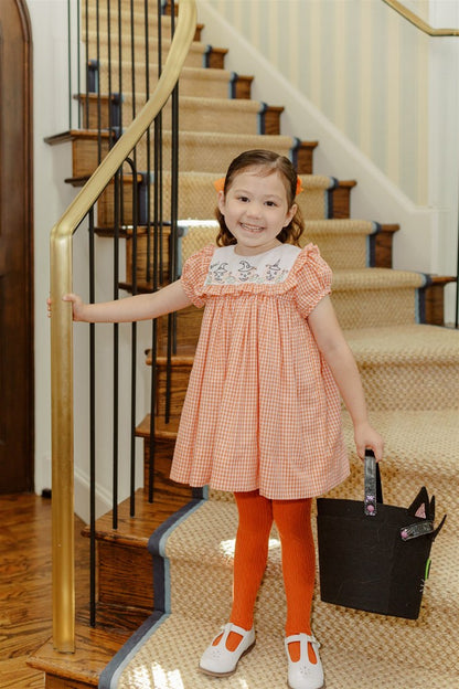 Proper Peony Girls Orange Halloween Jack O'Lantern Dress