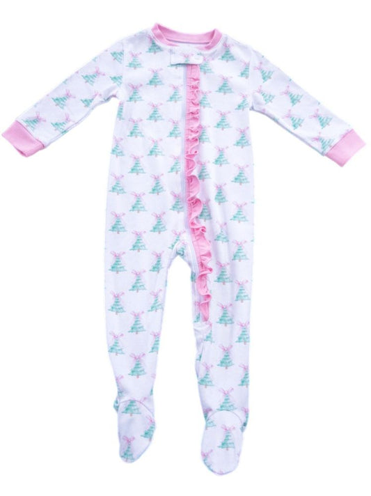 James & Lottie One Piece Zip Up Jammies - Christmas Tree (3m-9m footed) (12m-3T footless)