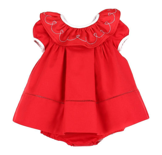 Sophie & Lucas Girls Red Merrymaker Christmas Dress - V-Back and Bow