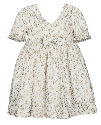 Luli & Me Girls Gold Floral Smocked Bodice Dress by Luli & Me