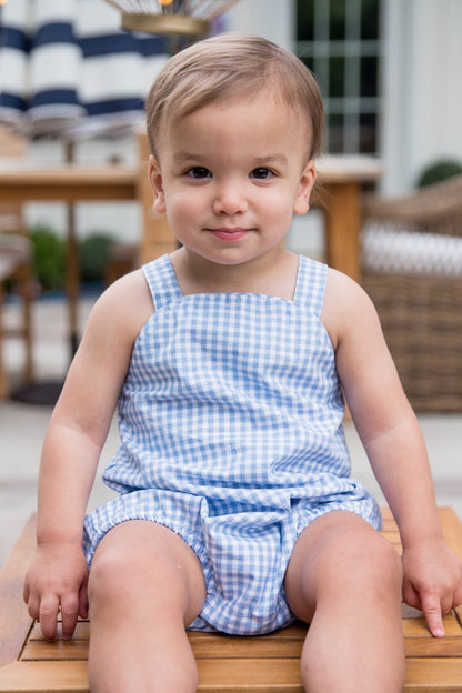 James & Lottie Baby Boys Blue Gingham Tighe Bubble