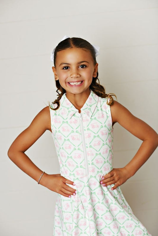 Swoon Baby Active Girls Pink Golf Cart Par-Tee Trellis Tennis Dress