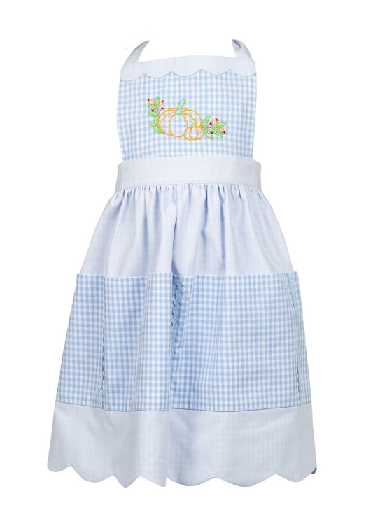 Proper Peony Blue Thanksgiving Pumpkin Apron - Girl