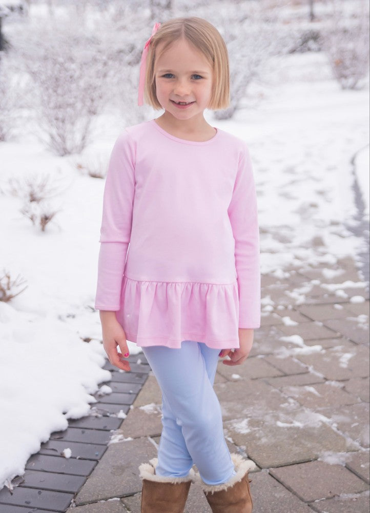James & Lottie Girls Scalloped Leggings - Light Blue