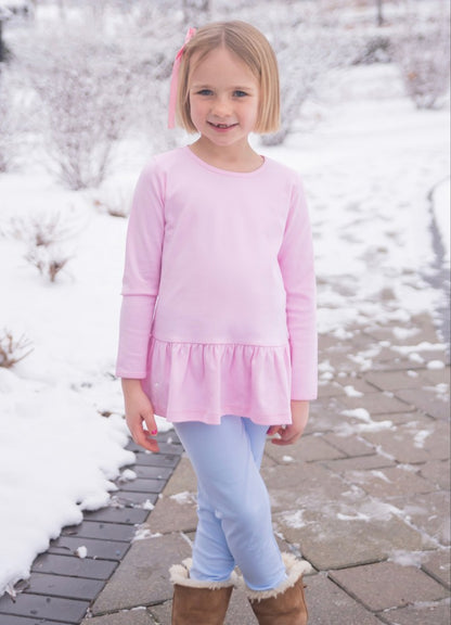 James & Lottie Girls Scalloped Leggings - Light Blue