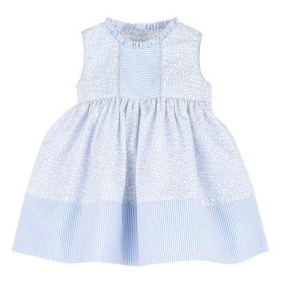 Sophie & Lucas Girls Sleeveless Tuck Dress with Sash - Light Blue