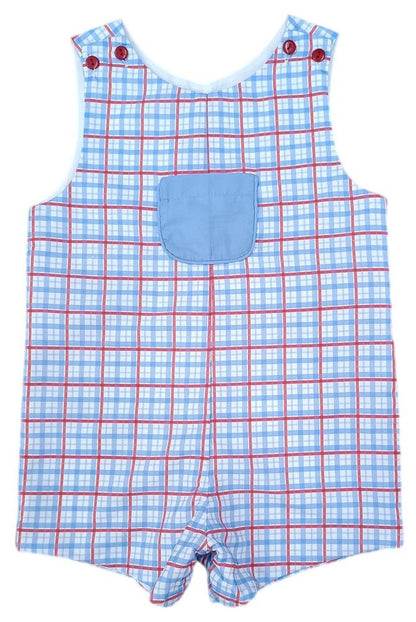 James & Lottie Boys Emmett Pocket Jon Jon - Patriotic Plaid