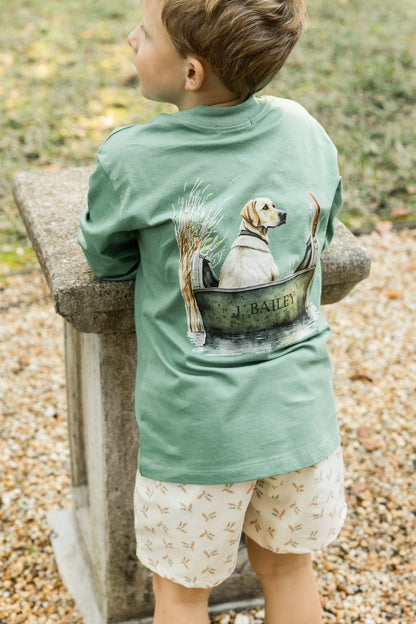 Bailey Boys J. Bailey Logo Tee Shirt - Green with Dog in Boat